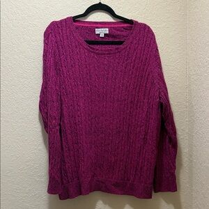 Kim Rogers Magenta Cable Knit Sweater, 2X